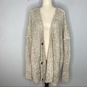Free People Boucle Cardi Sweater Size Medium Oversized Alpaca